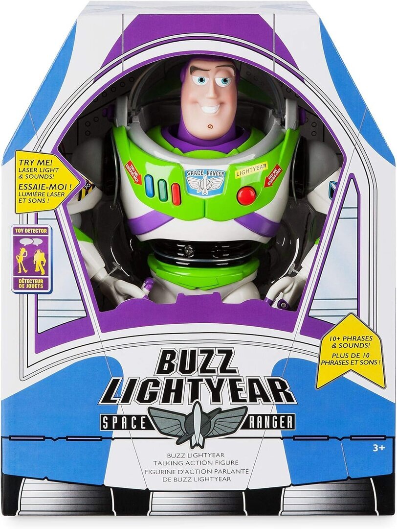 Interaktive sprechende Actionfigur Buzz Lightyear aus Toy Story, 30cm, Astronaut mit über 10 englischen Sätzen, mit Laserstrahl, für Kinder ab 3Jahren