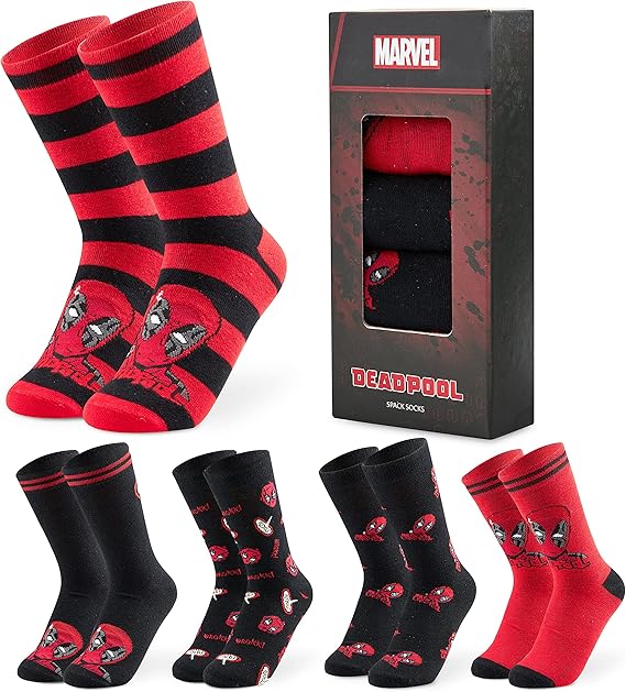 Marvel Deadpool Socken, 5er-Pack, Baumwolle